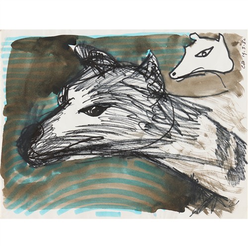 73 · CHARLES BLACKMAN (1928-2018) (Wanted Dog) 1982 ink and wash on paper 18 x 23cm