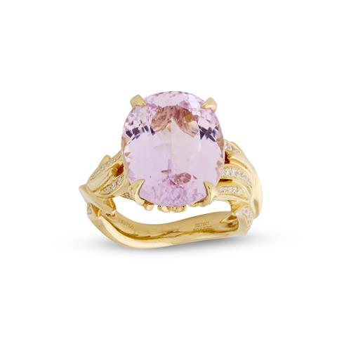 18ct Two-Tone Gold, Kunzite And Diamond Ring