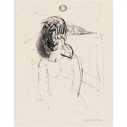 77 · CHARLES BLACKMAN (1928-2018) (Barbara and the Moon) c.1951 ink on paper 27 x 37cm