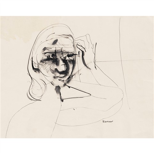 78 · CHARLES BLACKMAN (1928-2018) (Barbara Contemplation) c.1951 ink and wash on paper 38 x 56.5cm