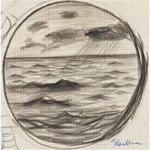 80 · CHARLES BLACKMAN (1928-2018) (Porthole) c.1951 pencil on graph paper 14.5 x 14.5cm