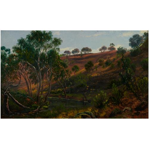 EUGENE VON GUÉRARD (1811–1901) Deep Creek [Victoria] Mr Wilson's Model Farm 1865 oil on canvas 21 x 35.5cm