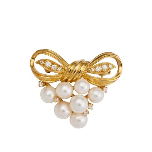 3 · MIKIMOTO AKOYA DIAMOND BROOCH