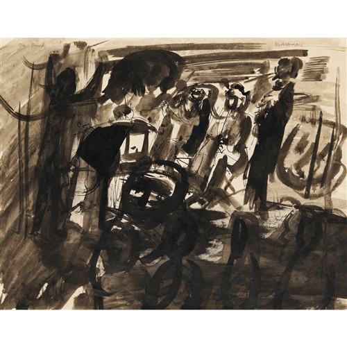 86 · CHARLES BLACKMAN (1928-2018) The Band c.1651 ink and wash on paper 33.5 x 42.5cm