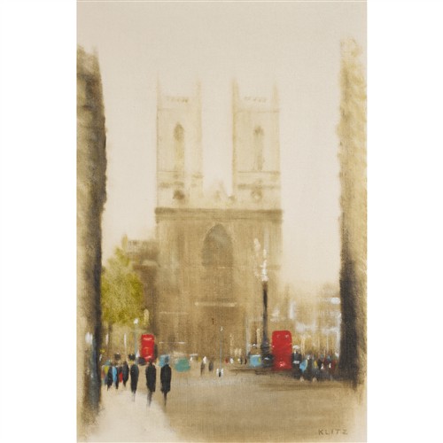 77 · ANTHONY ROBERT KLITZ (British, 1917-2000) Westminster Abbey, London oil on canvas 92 x 61cm (112.5 x 82cm framed)