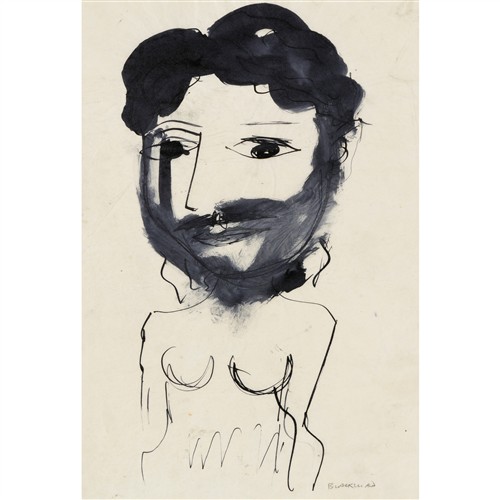 87 · CHARLES BLACKMAN (1928-2018) (Androgynous Figure) c.1951 ink on tracing paper 37 x 25cm