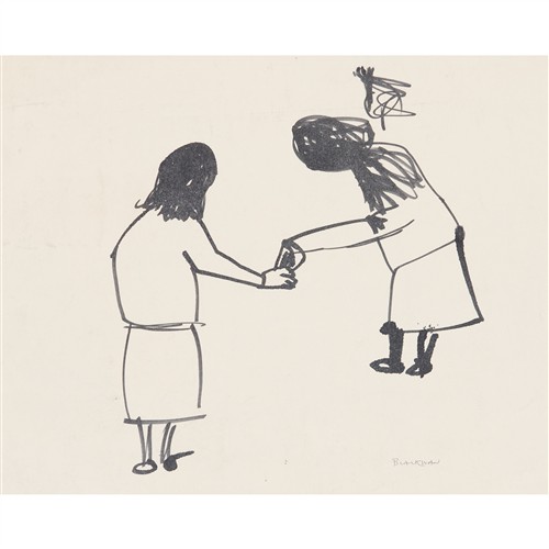 92 · CHARLES BLACKMAN (1928-2018) (Angels) Sketch of Figures verso conte crayon on paper, double-sided 56.5 x 77cm (sheet)
