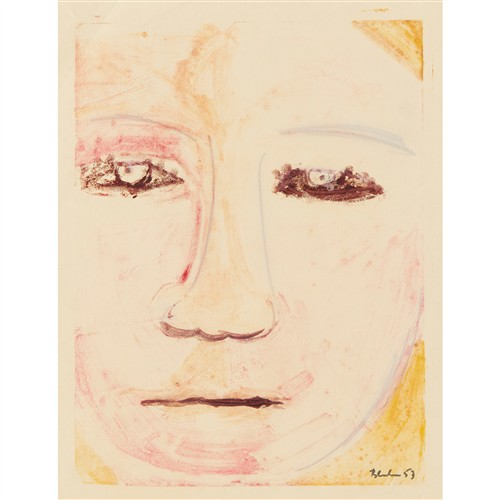 CHARLES BLACKMAN (1928-2018) (Barbara's Face) 1953 monotype on paper 29.5 x 22cm (image); 43 x 33.5cm (sheet)