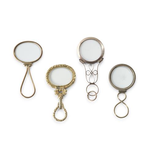 FOUR 19TH CENTURY QUIZZING GLASSES