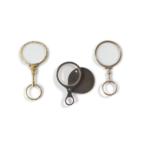 TWO 19TH CENTURY QUIZZING GLASSES AND ANOTHER