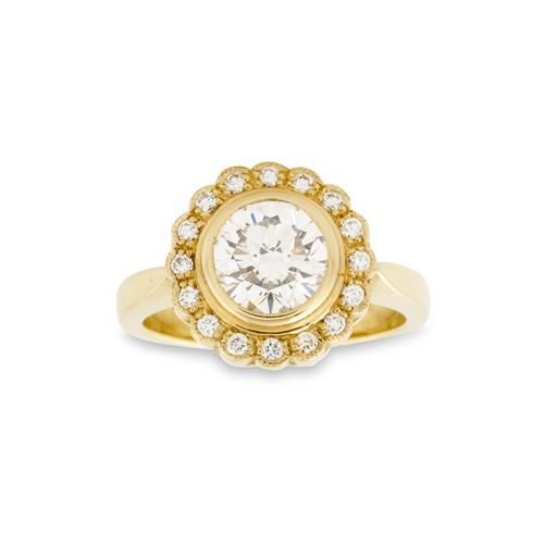 50 · 18CT YELLOW GOLD AND DIAMOND RING,