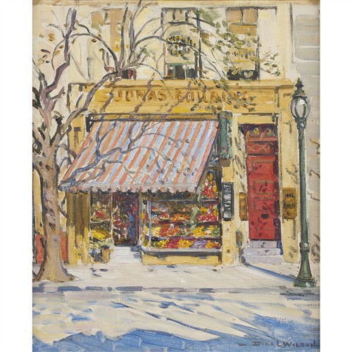DORA L. WILSON (1883-1946) The Red Door c.1935 oil on canvas laid on board 44.5 x 37cm