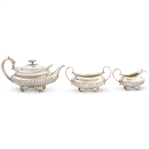 80 · A GEORGE IV STERLING SILVER THREE-PIECE TEA SERVICE Robert Peppin, London, 1825