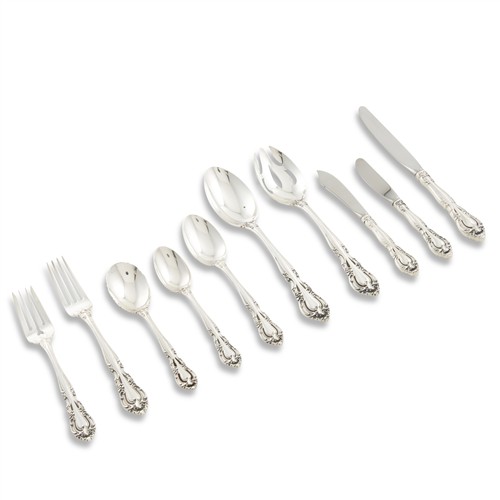 AN AMERICAN STERLING SILVER PART FLATWARE SERVICE Alvin Corporation, Providence, RI, 1970s–1980s