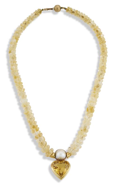 242 · TONY WHITE CITRINE AND MABE PEARL NECKLACE