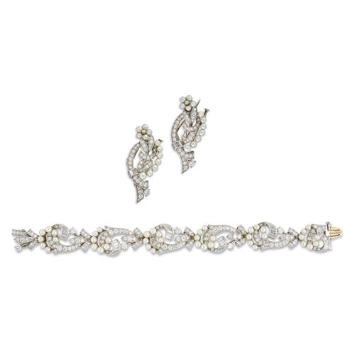 RARE TIFFANY & CO. DIAMOND AND PEARL DEMI PARURE