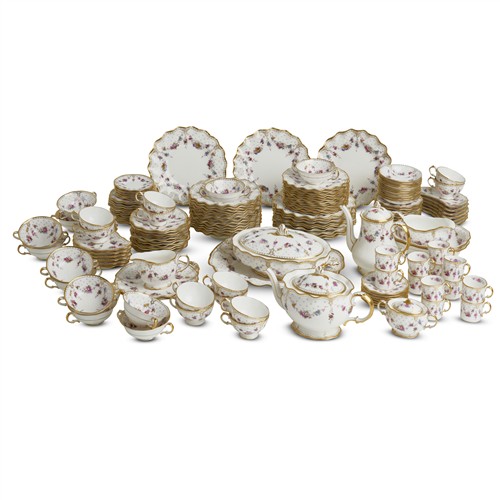 A LARGE ROYAL CROWN DERBY PORCELAIN 'ROYAL ANTOINETTE' PATTERN DINNER SERVICE Almost entirely with date ciphers for 1981