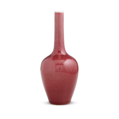 27 · A CHINESE PEACH-BLOOM GLAZE BOTTLE VASE, GUANGXU SIX-CHARACTER UNDERGLAZE MARK AND OF THE PERIOD (1875 - 1908)