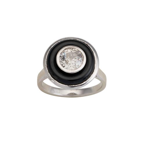25 · ONYX AND DIAMOND RING