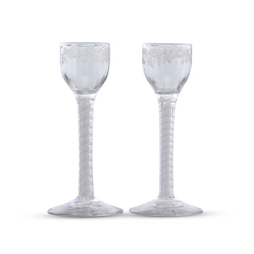 5 · A PAIR OF GEORGE III CORDIAL GLASSES Mid-18th century, circa 1760