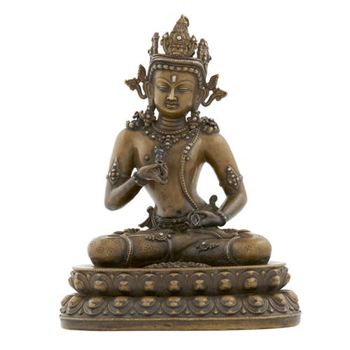 74 · A SINO-TIBETAN BRONZE AND SILVER-INLAID SEATED FIGURE OF VAJRASATTVA