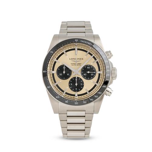 LONGINES CONQUEST REF L38354326 A STAINLESS STEEL CHRONOGRAPH BRACELET WATCH SOLD 2024
