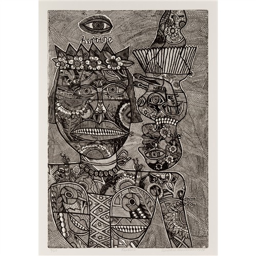 BARBARA HANRAHAN (1939-1991) Heroine 1974 etching, ed. 4/60 48.5 x 32.5cm (image); 65.5 x 50.5cm (sheet)