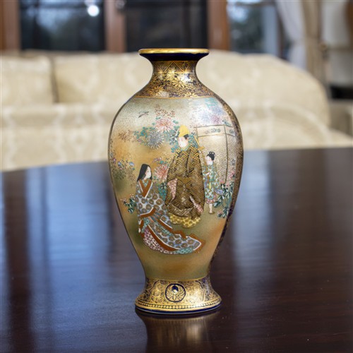 59 · A SATSUMA 'SPRING OUTING' VASE