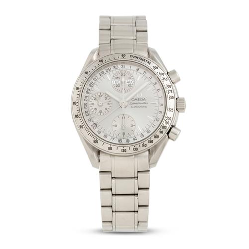 OMEGA SPEEDMASTER DAY-DATE REF 3523 30 00 A STAINLESS STEEL TRIPLE CALENDAR CHRONOGRAPH BRACELET WATCH CIRCA 2000