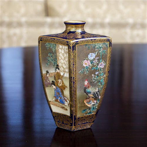 62 · A SATSUMA GEISHA IN SPRING LANDSCAPES VASE