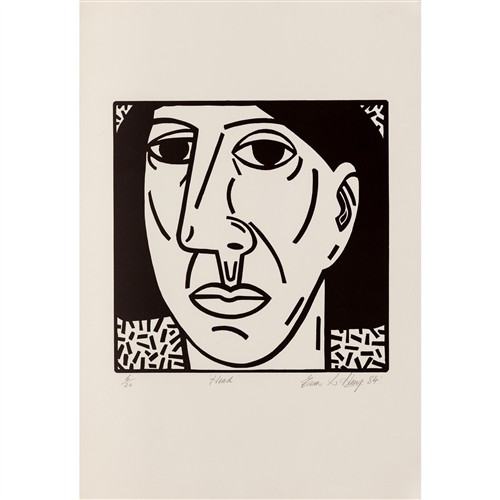 EUAN HENG (born 1945) Head 1984 linocut, ed. 6/20 30 x 30cm (image); 56 x 38cm (sheet)