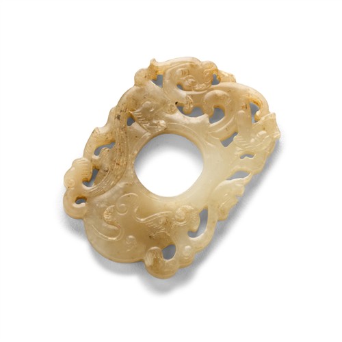A Chinese Celadon Carved Dragon Reticulated Archer'S Ring, She, Qing Dynasty (1644 - 1911)