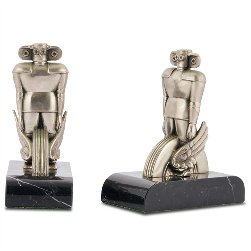 A Pair Of Chrome Paperweights "Air Brake Robot" By Westinghouse