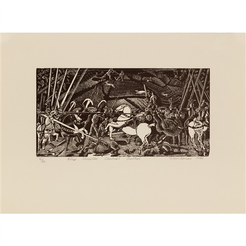 63 · TIM JONES (born 1962) After Uccellos Central Battel 1986 wood engraving, ed. 2/30 9 x 18cm (image); 19 x 26cm (sheet)