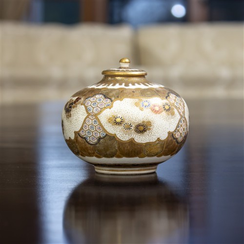 54 · A SMALL SATSUMA LIDDED JAR