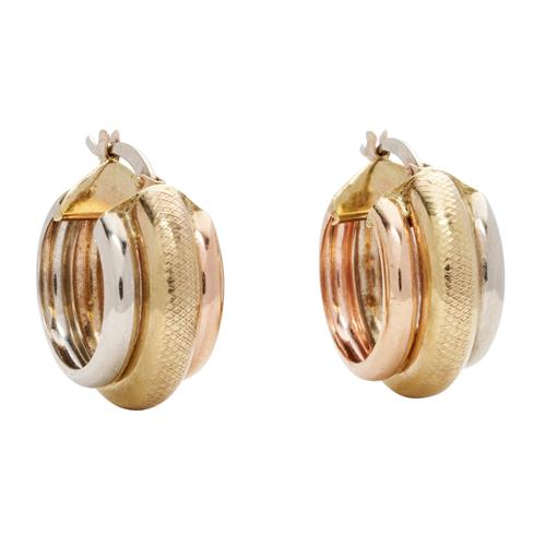 Pair Of Tri-Tone Gold Earrings
