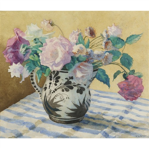 25 · VIDA LAHEY (1882-1968) Still Life with Garden Roses c.1930 watercolour on paper 29 x 34cm