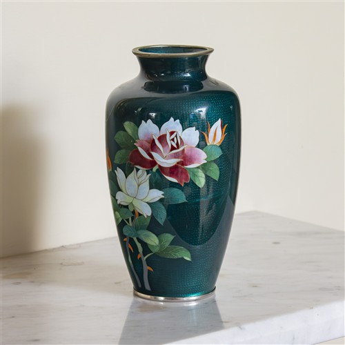 63 · TWO COMPLIMENTARY CLOISONNE VASES