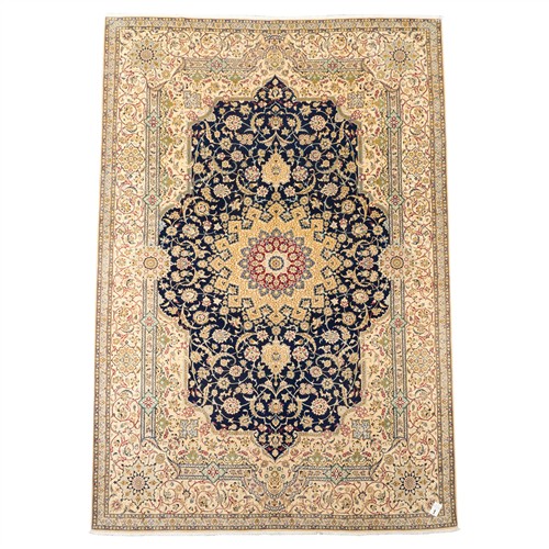 1 · A PALATIAL SILK & WOOL PERSIAN NAIEN RUG (455L X 308W CM)