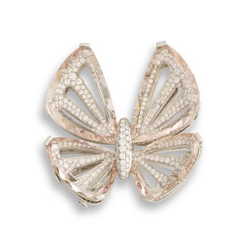 61 · PASPALEY, PLATINUM, MORGANITE AND DIAMOND FLUTTER BROOCH CLASP