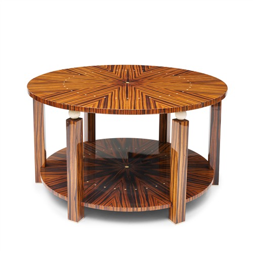AN ART DECO STYLE ZEBRA-WOOD LOW TABLE