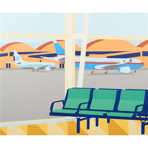 70 · JOANNA LAMB (born 1972) Airport Lounge 2014 synthetic polymer paint on canvas 124 x 150cm