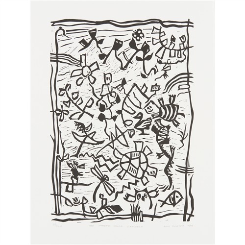 79 · RAYMOND CARTER (born 1945) The Intrepid Young Explorer 1988 linocut, ed. 62/100 38 x 28cm (sheet)