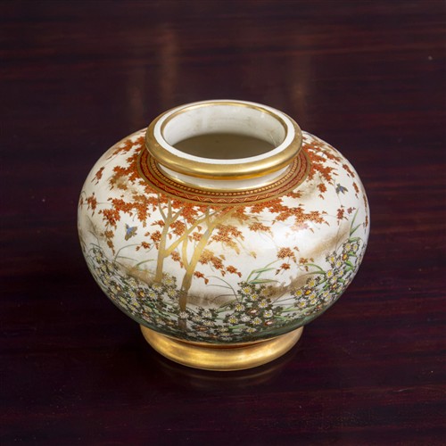 A SQUAT SATSUMA VASE