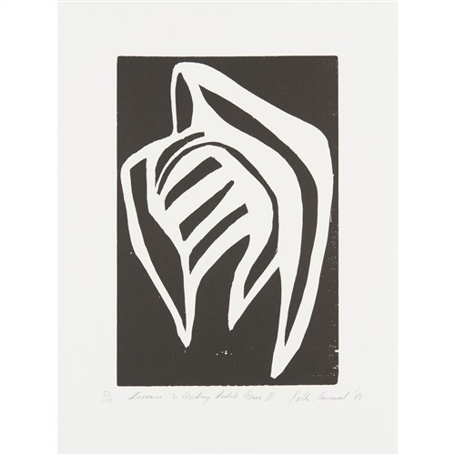 PATTI SOMERSET (born 1939) Diwwer and Audrey didn't come III 1988 woodcut, ed. 51/100 27 x 18cm (image); 38 x 28cm (sheet)