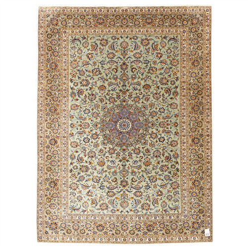 19 · A FINELY HAND-KNOTTED PERSIAN KASHAN - SIGNED PIECE (372L X 271W CM)