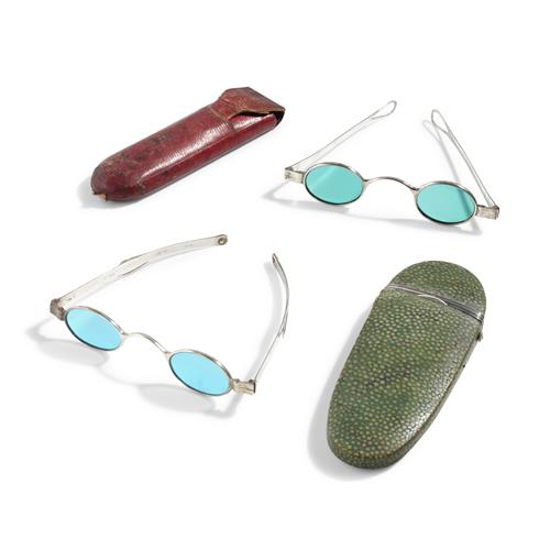 89 · TWO GEORGIAN SILVER, GREEN TINTED SPECTACLES *CITES permit may be required for export