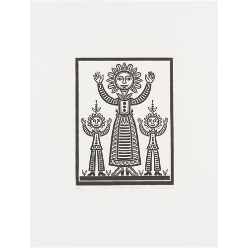 58 · LIDIA GROBLICKA (1933-2012) Symmetrical Smile 5 1988 woodcut, ed. 51/100 19 x 14.5cm (image); 38 x 28cm (sheet)