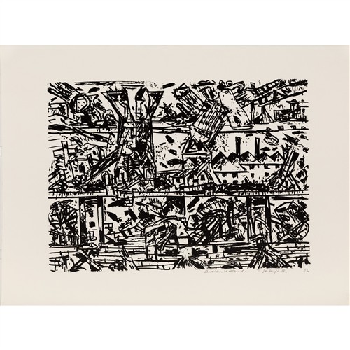JAN SENBERGS (1939-2024) Anxious Settlement 1988 screenprint, ed. 7/30 41 x 57cm (image); 56.5 x 76.5cm (sheet)