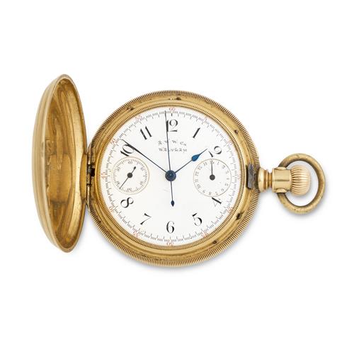 Aww Co Waltham An 18ct Gold Huntingcased Chronograph Pocketwatch Circa 1910